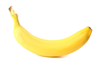 Single banana isolated on a white