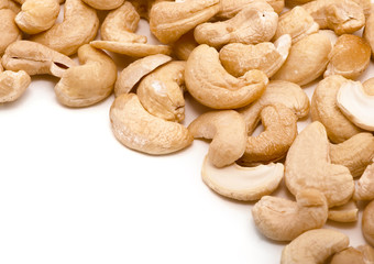 cashew nuts on white background