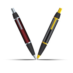 realistic pen set isolated on a white background. Vector illustration.