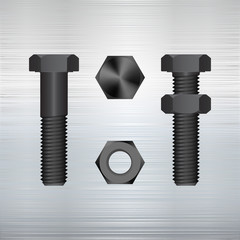 screw on a metal background. Vector illustration.