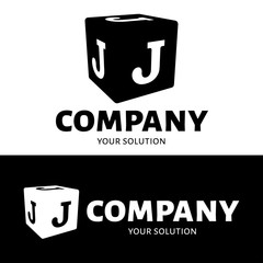 Vector letter J logo. The cube with the letter J brand logo