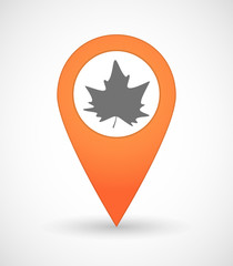 Map mark icon with an autumn leaf tree