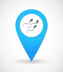 Map mark icon with sperm cells