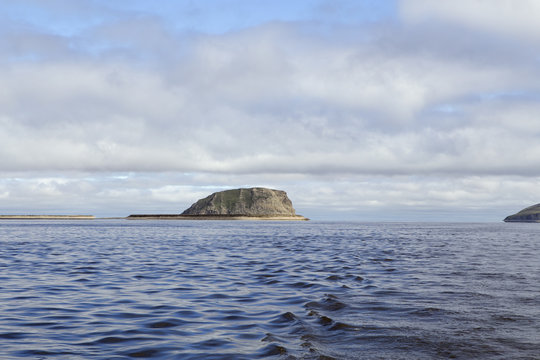Island in the great river. Lena River Delta. Stolb Island. Yakutia. Russia.