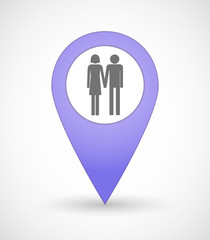 Map mark icon with a heterosexual couple pictogram