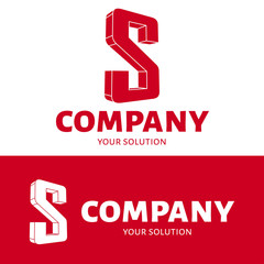 Vector letter S logo. Brand logo S for the company in the form of 3D letters. Red style.
