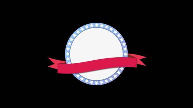 Vintage patriotic usa tricolor blank label.Motion graphic empty banner animation.4k seamless loopable png+alpha 