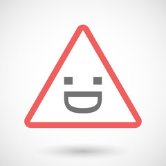 Warning signal icon with a laughing text face