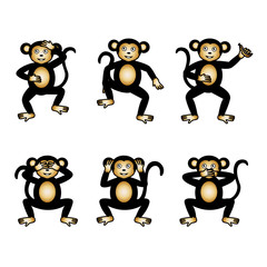 Monkey Icons Set - Vector Illustration