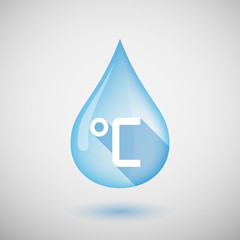 Long shadow water drop icon with  a celsius degree sign