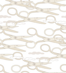 Scissors in the sky. Pattern.