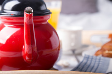 Romantic breakfast in bed.
