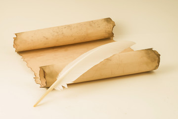 A scroll and pen