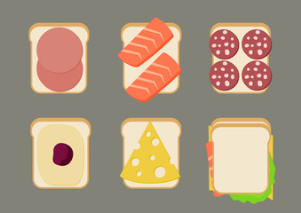Vector illustration of sandwiches.