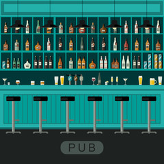Pub interior with bar counter