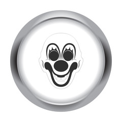 Scary fun clown mask simple icon on colorful background