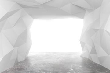 Abstract tunnel with white 3d wal