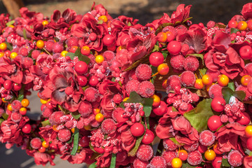 artificial flowers made of fabric background