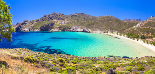 beautiful emerald beaches of Greece - Serifos island , Cyclades - obrazy, fototapety, plakaty