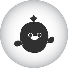 Chicken stuffed plush toy simple icon on colorful background