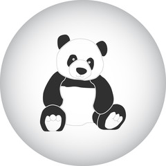 Panda stuffed plush toy simple icon on colorful background