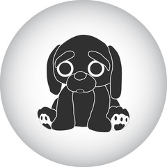 Puppy dog stuffed plush toy simple icon on colorful background