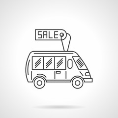 Bus for sale flat line design vector icon