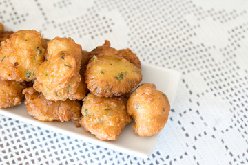 Detail of some cod fritters