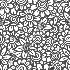 Fototapeta na wymiar Hand drawn seamless Flower pattern. Doodle style