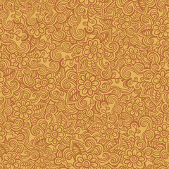 Hand drawn seamless Flower pattern. Doodle style