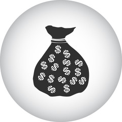 Money bag dollars simple icon on colorful background