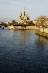 The Seine river and Notre Dame de Paris, France