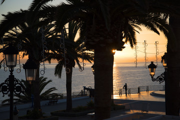 The Balcon de Europa is a viewpoint down the coast set in the cliffs in Nerja Spain

