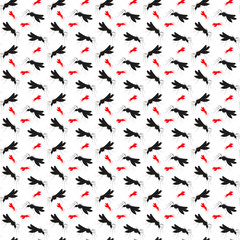 Seamless pattern with mosquitoes . Pattern warning about dangerous virus Zika. Stop zika. Dangerous virus. Caution virus threat. Mosquitoes infected with microcephaly. 