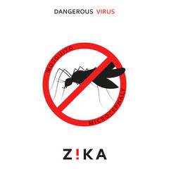 Stop zika. Dangerous virus. Caution virus threat. Mosquitoes infected with microcephaly. Mosquitoes are carriers dangerous diseases. Virus dangerous for pregnant women,  Illustration of danger warning
