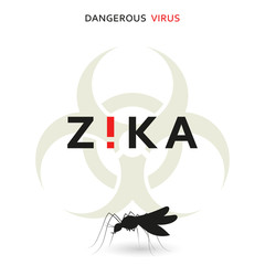 Stop zika. Dangerous virus. Caution virus threat. Mosquitoes infected with microcephaly. Mosquitoes are carriers dangerous diseases. Virus dangerous for pregnant women,  Illustration of danger warning