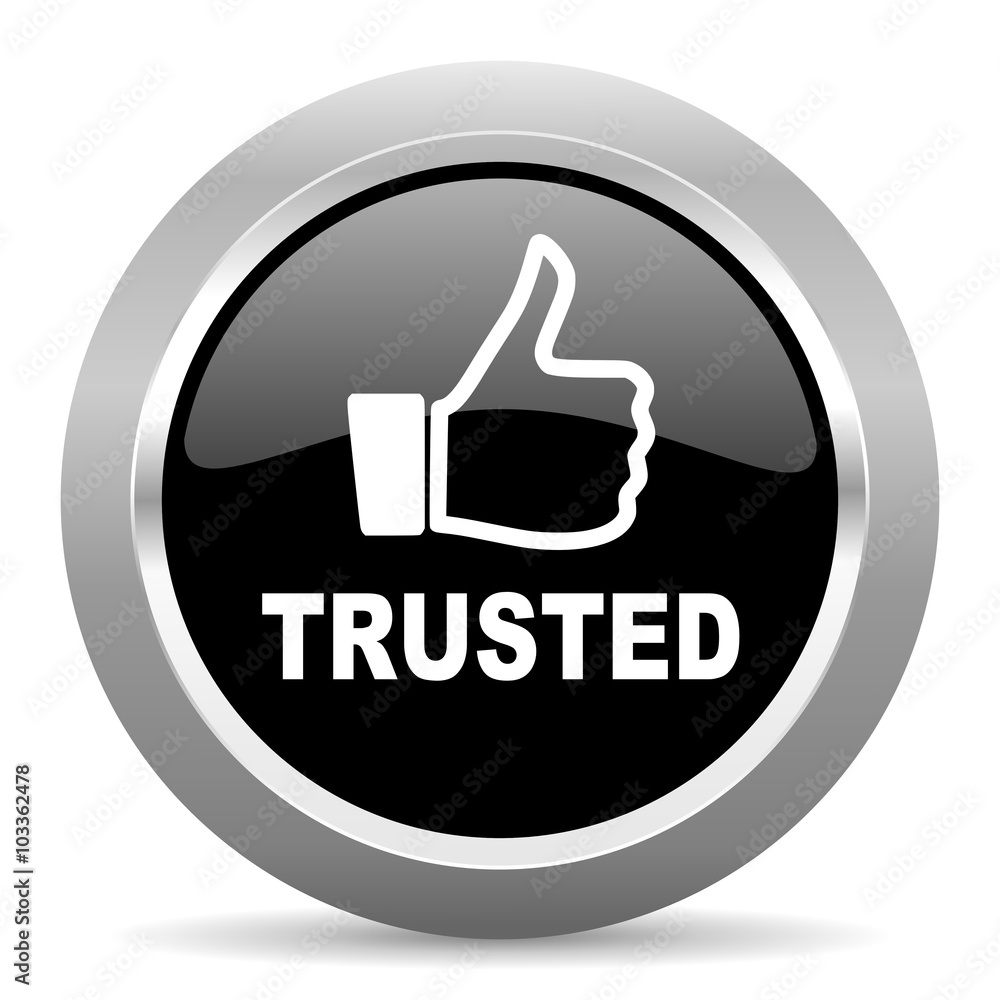 Poster trusted black metallic chrome web circle glossy icon