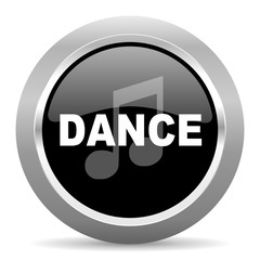 dance music black metallic chrome web circle glossy icon