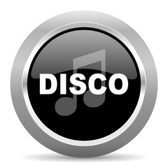 disco music black metallic chrome web circle glossy icon