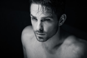 Portrait of brutal man