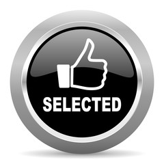 selected black metallic chrome web circle glossy icon