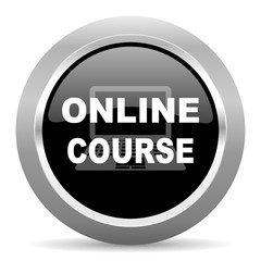 online course black metallic chrome web circle glossy icon