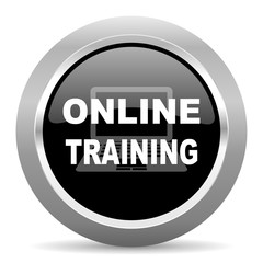 online training black metallic chrome web circle glossy icon