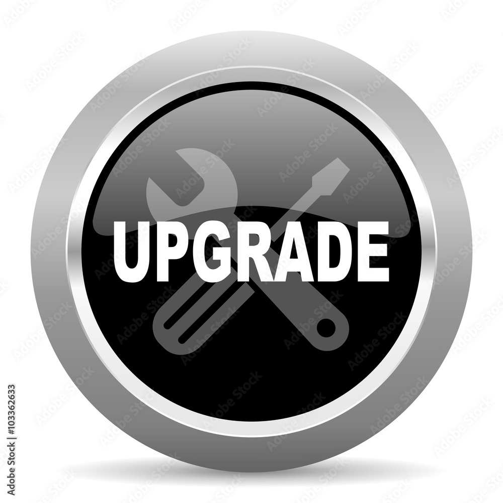 Poster upgrade black metallic chrome web circle glossy icon