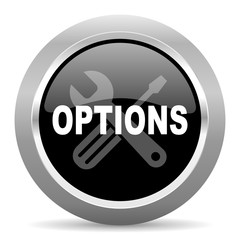 options black metallic chrome web circle glossy icon