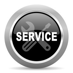 service black metallic chrome web circle glossy icon