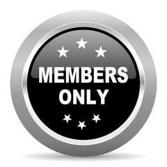 members only black metallic chrome web circle glossy icon
