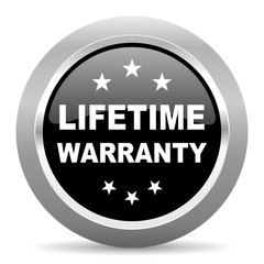 lifetime warranty black metallic chrome web circle glossy icon