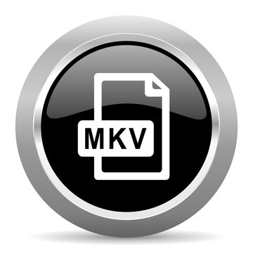 mkv file black metallic chrome web circle glossy icon