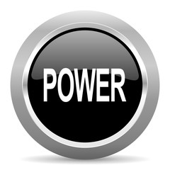 Fototapeta premium power black metallic chrome web circle glossy icon